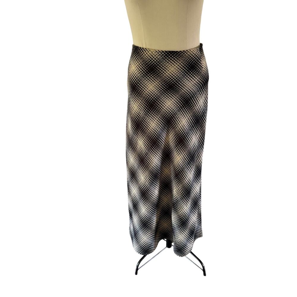 Y2K 2000s Black Tan Plaid Maxi Skirt Plus Size 24W Dark Academia Grunge